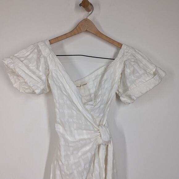 Mara Hoffman Adelina White Midi Wrap Dress Organic Cotton Size Small Preowned - Picture 7 of 12
